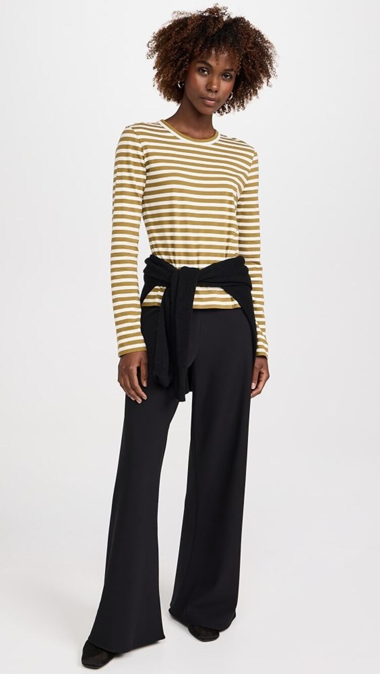La Ligne Black Wide-Leg Pants with Mustard Stripe Top